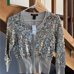 White House Black Market Silver Sequin Jacket